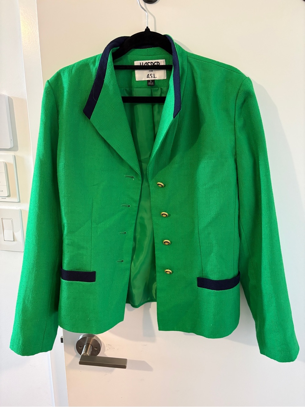 Vintage Green Jacket with Navy Accent